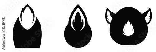 black silhouette reindeer tail wiggle on a white background graphic design