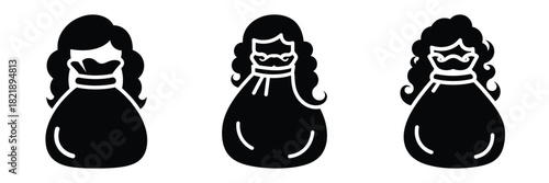 black silhouette santa bag wig on a white background graphic design