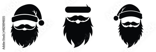 black silhouette santa beard bubble on a white background graphic design