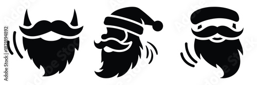 black silhouette santa beard shake on a white background graphic design