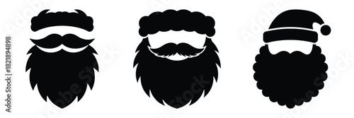 black silhouette santa beard puff on a white background graphic design