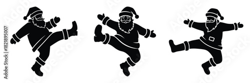 black silhouette santa big boot on a white background graphic design