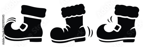 black silhouette santa boot wiggle on a white background graphic design