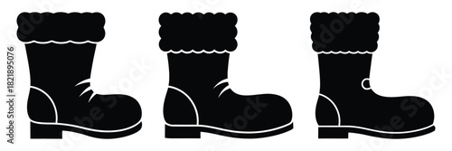 black silhouette santa boot slip on a white background graphic design