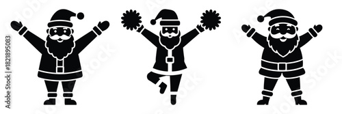black silhouette santa cheer hop on a white background graphic design