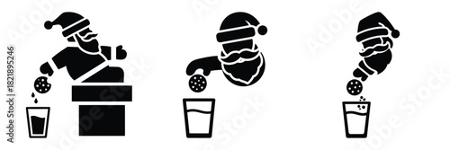 black silhouette santa cookie drop on a white background graphic design