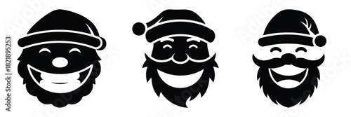 black silhouette santa cookie grin on a white background graphic design