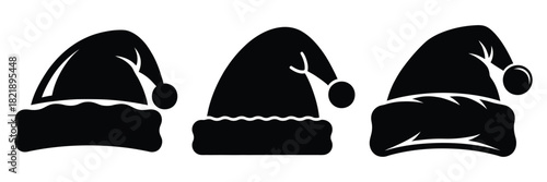 black silhouette santa hat flip on a white background graphic design