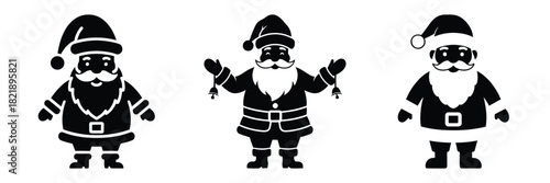 black silhouette santa jingle wiggle on a white background graphic design