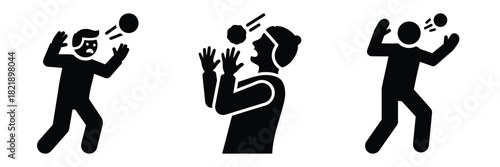 black silhouette snowball startle silhouette on a white background graphic design