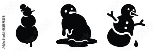 black silhouette snowman drop wiggle on a white background graphic design
