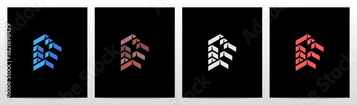 Brick Block Stack Building Structure 3-Dimensional Letter Initial Logo Design D