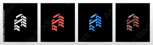 Brick Block Stack Building Structure 3-Dimensional Letter Initial Logo Design A