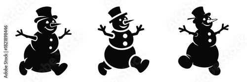 black silhouette snowman frosty hop on a white background graphic design