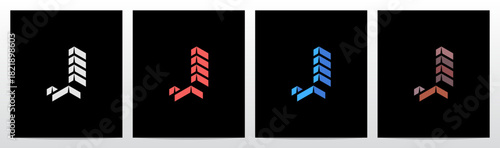 Brick Block Stack Building Structure 3-Dimensional Letter Initial Logo Design J