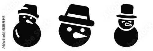 black silhouette snowman hat smush on a white background graphic design