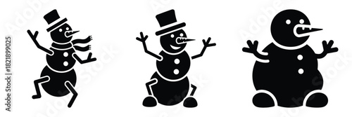 black silhouette snowman jolly jiggle on a white background graphic design