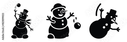 black silhouette snowman jolly drop on a white background graphic design