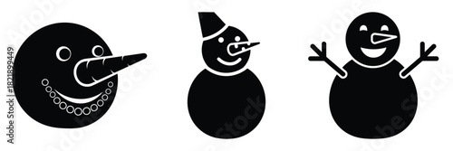 black silhouette snowman smile tip on a white background graphic design