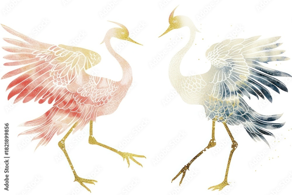 Naklejka premium Crane chinese animal bird art.