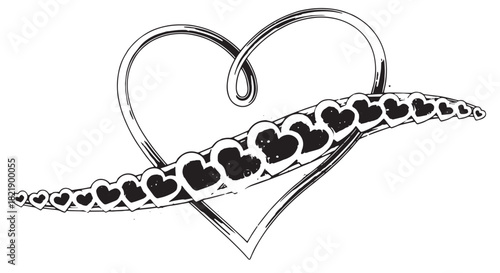 Delicate heart-shaped jewelry design with a row of tiny linked hearts forming a graceful arc.