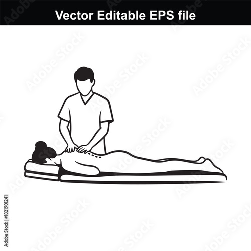 Illustration of a person receiving a massage from a therapist, isolated on white background