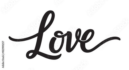 Elegant handwritten script spelling Love on a plain white background.