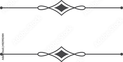 A black and white image of a line with a diamond shape on it