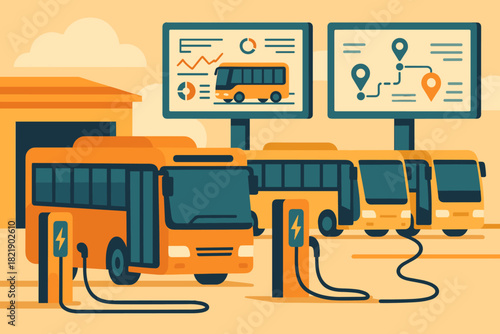 Marks monitoring bus smart icon emojis vector depot numbers illustration modern no