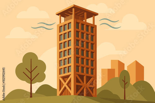 No text timber letters marks icon skyscraper minimal modern futuristic vector typography