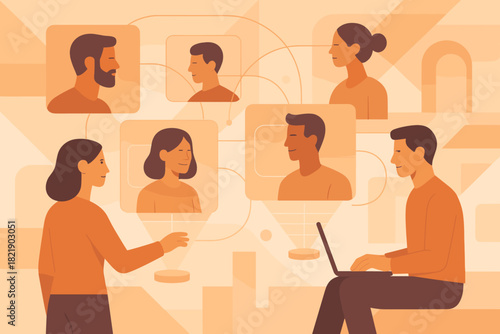 Vector symphony geometric networking marks numbers labels digital no icon letters