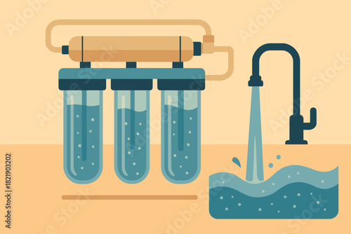 Filtration layout purification style speech clean cohesive water characters vector modern icon