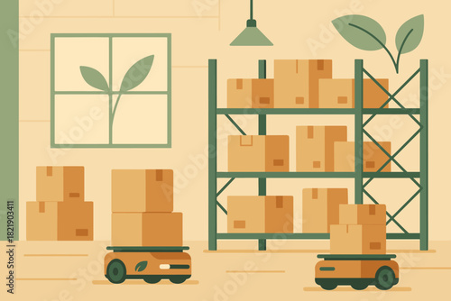 Scene icon bubbles warehouse sustainable vector labels emojis no modern letters flat