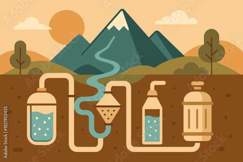 Vector punctuation numbers style technology mountain water emojis no icon clean modern