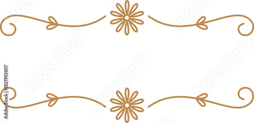 A gold and white floral border with a flower in the middle