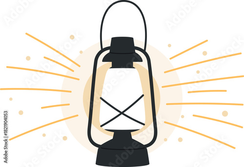 A lantern is lit up in the center of a bright yellow circle