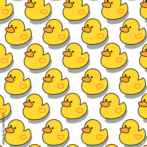 several cute yellow ducks scattered around for the background and pattern