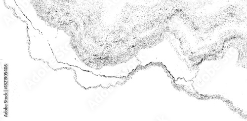 Black and white abstract topographic map texture with winding river background contour