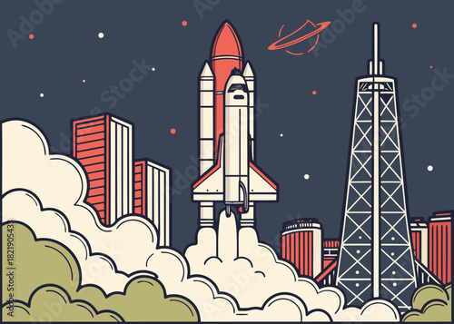 Houston Space City rocket vector