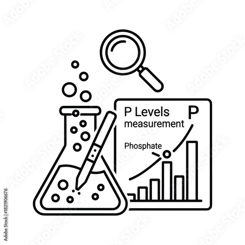 Chemical analysis of phosphate levels in a laboratory setting with measurement chart