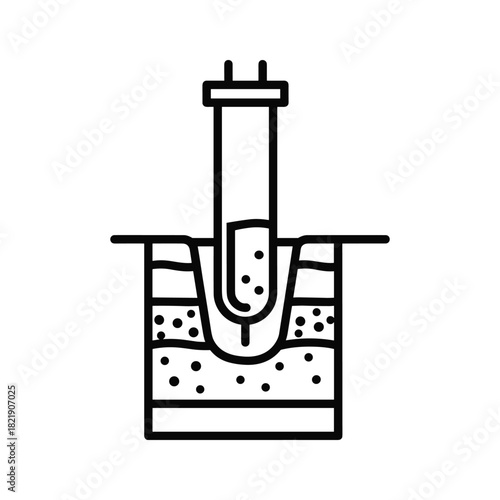 Environmental study soil sampling with a core sampler line icon
