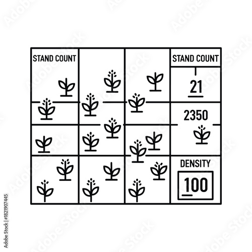 Icon illustrating plant stand count and density calculation in agriculture