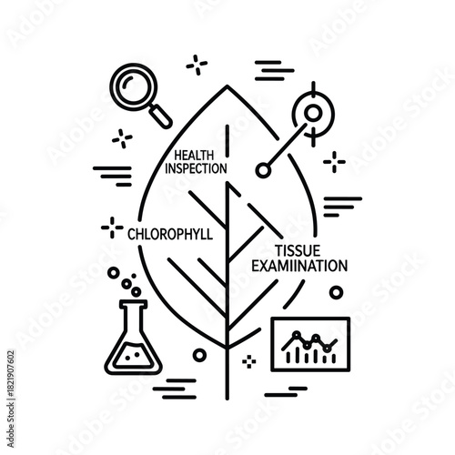 Plant health inspection and tissue examination line icon