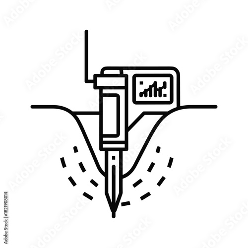 Soil moisture meter probe testing ground condition with digital display