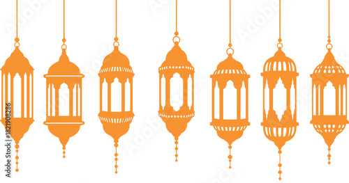 Elegant golden lanterns for ramadan and islamic holiday celebrations