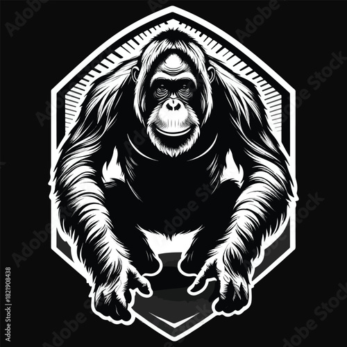 gorilla & orangutan silhouette vector on white background 