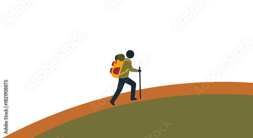 Inspiring minimalist hiking adventure graphic for outdoor travel company, perfect for posters, websites and brochures promoting eco-tourism experiences