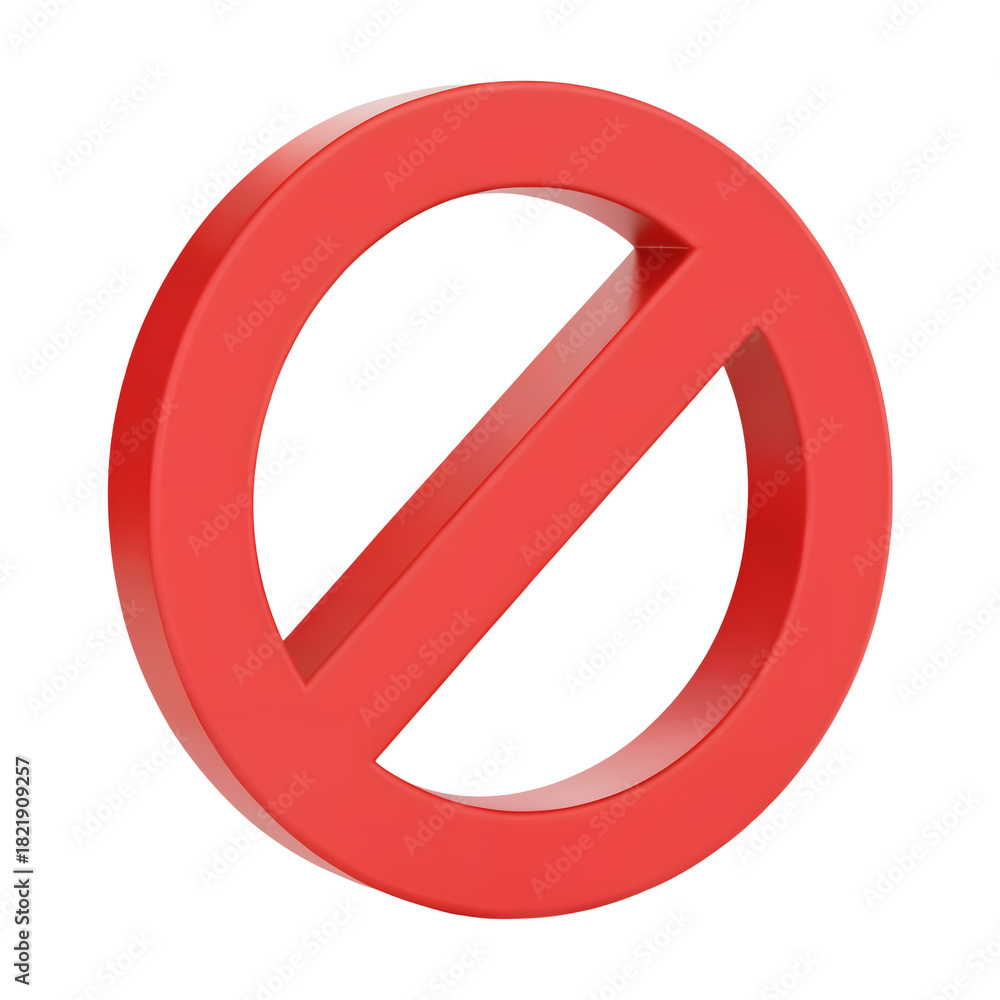 Fototapeta premium Prohibition sign with 3D rendering for attention-grabbing design restriction concept and compliance visuals isolated on png transparent background