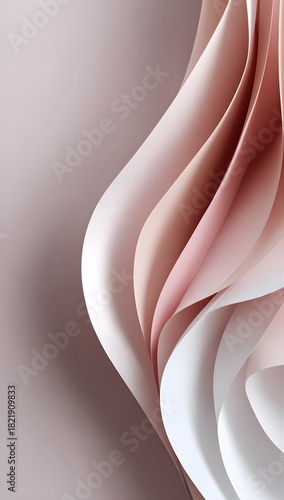 Beautiful and simple composition of pink and white paper waves creating an elegant and modern abstract background