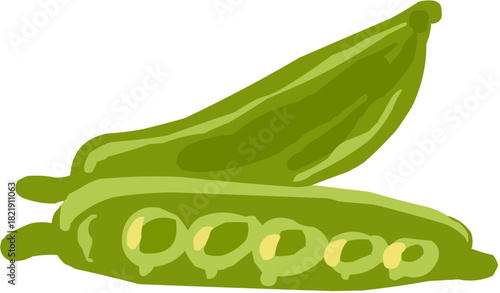 Okra ou Gombo Illustration vectorielle colorée d'un fruit  ou d'un légume.. Parfait pour jus, smoothies, cocktails, emballage de produits estivaux ou recettes de cuisine..
